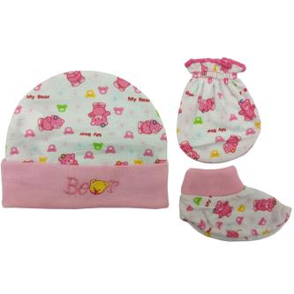 Royal 100 Cotton Cap, Mittens & Booties Set For Baby Kids