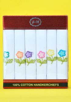 V&M Handkerchief For Women (Pack Of 6)