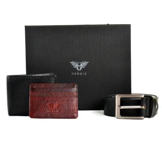Heroic Wallet, Belt & Money Clip Combo Gift Set For Men
