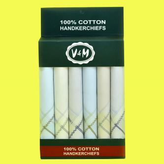 V&M Handkerchief For Men (Pack Of 6)