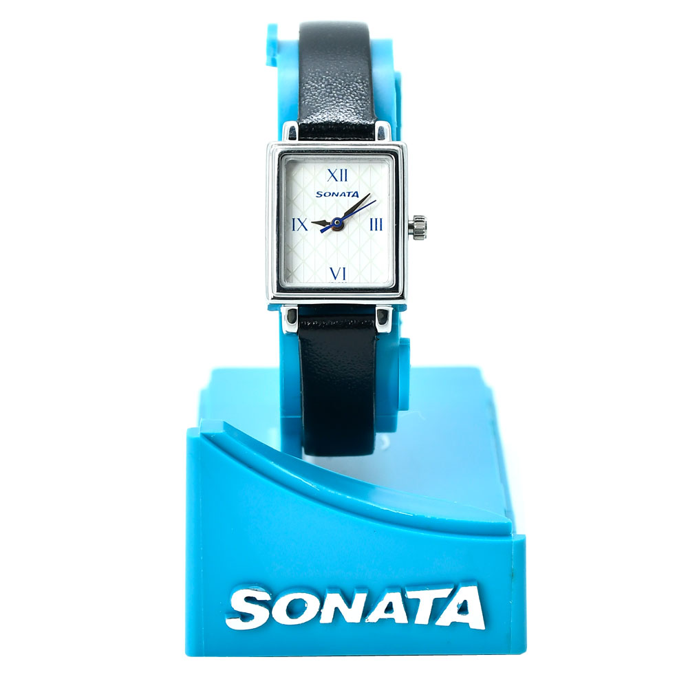 Sonata Workwear Watch with White Dial Leather Strap Watch For Women