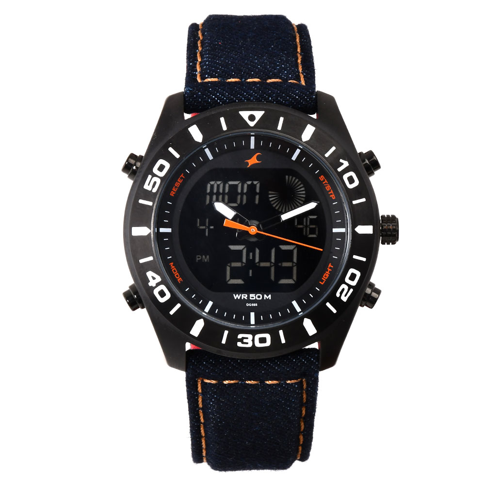 fastrack Mens 3191SL01 Black Dial Blue Denim Strap Watch in Mumbai at best  price by Kamdar Watches - Justdial