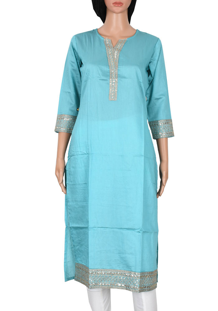 Aartyz Ethnic Hand Block Printed Cotton Kurti With Ankle ...