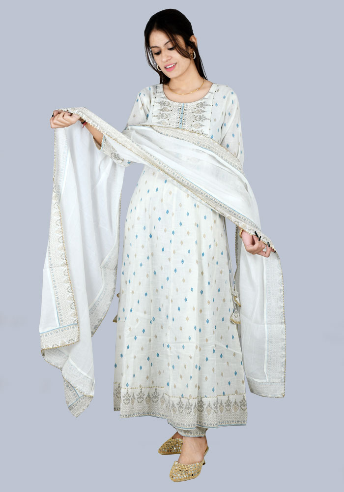 Hiva A-Line Kurti With Pant & Dupatta Set For Women