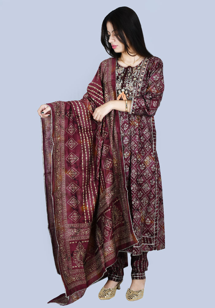 Hiva Naira Cut Kurti With Pant & Dupatta Set For Women