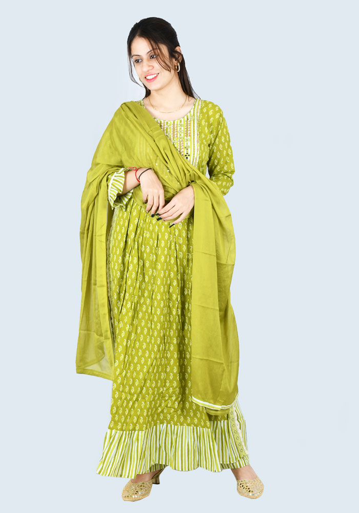 Hiva Naira Cut Kurti With Pant & Dupatta Set For Women