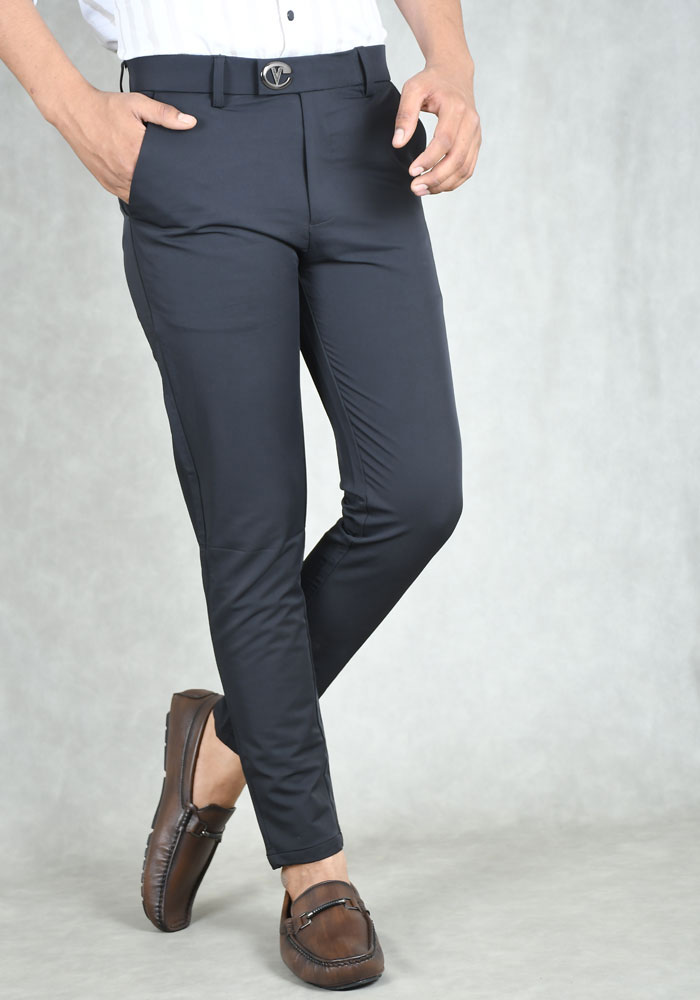 Black Wine Casual Trouser For Men