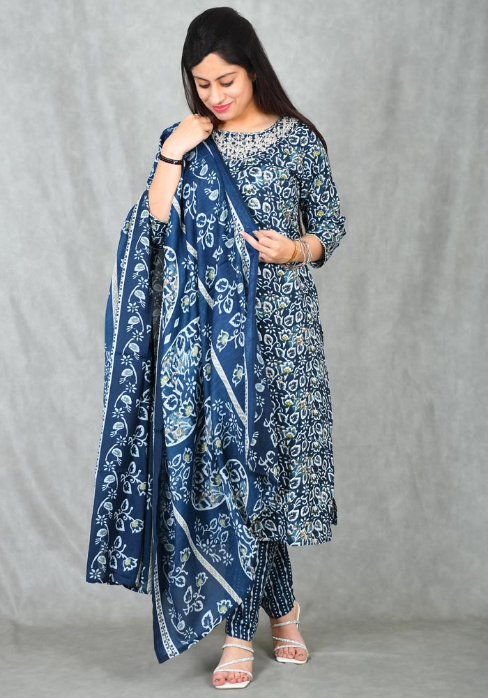 Hiva Straight Kurti With Pant & Dupatta Set For Women