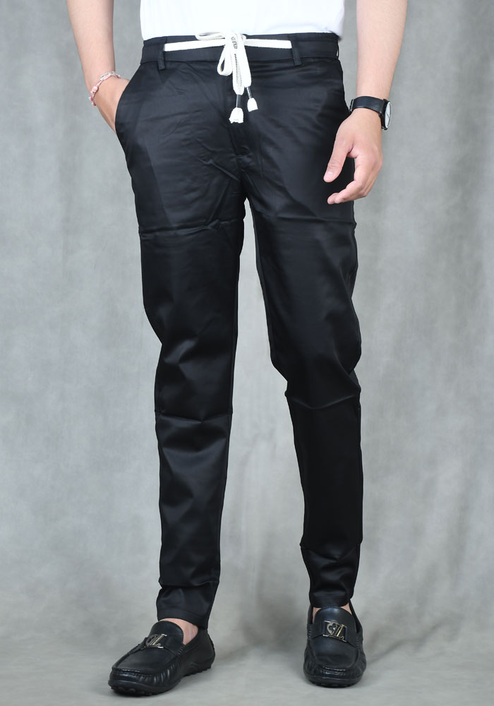 Black Wine Casual Trouser For Men